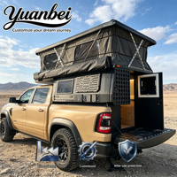 Camper de camionnette haut de gamme en fibre de verre/aluminium, étanche, à glissière, pour 4x4 Overlanding, avec boîtes extérieures verrouillables et tente de toit