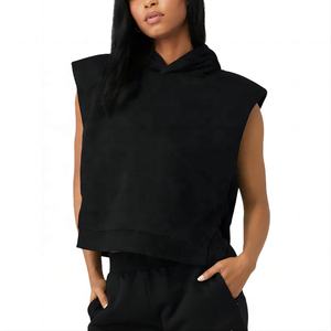 เสื้อมีฮู้ดแฟชั่นสำหรับผู้หญิงเสื้อฮู้ดแขนกุดเข้ารูปเสื้อกีฬาระบายอากาศได้ดี - Product Image 1