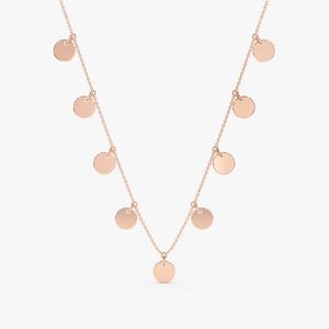 Choker <b>Necklace</b> Gold Coin <b>Necklace</b> Rose Dainty <b>Layering</b> 925 <b>Sterling</b> <b>Silver</b> 14K Gold Plated Disc <b>Necklace</b> Cindra - Product Image 2