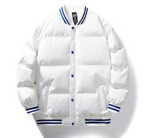 Nouveauté, veste de baseball matelassée décontractée grande taille, vente en gros, fermeture éclair, logo personnalisé, rembourrage en coton d'hiver, veste universitaire pour hommes - Product Image 3