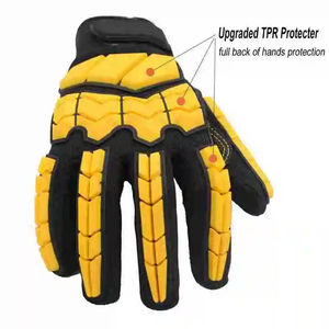 Gants de travail de sécurité mécanique en cuir TPR anti-choc et anti-abrasion pour la construction (vente en gros) - Product Image 3