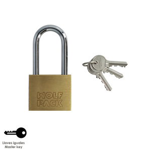 Lucchetto in ottone, con archetto lungo, a chiave unificata, 50 mm, n. 1, Resistente - Product Image 3