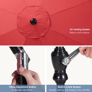 ร่มกันแดดขนาดใหญ่ 9 ฟุต สีแดง แบบกำหนดเอง สำหรับมืออาชีพ โครงโลหะแข็งแรง ทนทาน เหมาะสำหรับสวน โต๊ะกลางแจ้ง ตลาด ลานบ้าน - Product Image 5