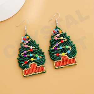 Christmas Dangle Earrings New Arrival <b>Cross</b>-Border Handmade Beads Gold Trendy Creative for Parties Christian Style - Product Image 6