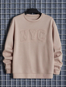 Sweat-shirt à capuche en molleton 100% coton, col rond, hiver, surdimensionné, 3D gaufré, uni, teint, écologique, sweat-shirt personnalisé pour homme - Product Image 5