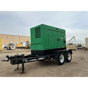 Groupe électrogène diesel industriel d'occasion de 36 kW avec sélecteur de tension, remorquable, pour usage commercial de secours - Product Image 1