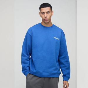 Vente en gros 100% coton sweats à col rond logo personnalisé sweats surdimensionnés unisexe brodé goutte épaule - Product Image 5