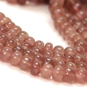 ลูกปัดควอตซ์สตรอเบอร์รี่ AAA ทรงรอนเดล: ขนาด 7-9 มม. พลอยสีชมพู, สายยาว 15 นิ้ว - Product Image 6