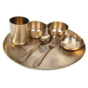 Large <b>Copper</b> Indian Thali Set Large <b>Copper</b> Thali for Health Benefits Available Wholesale Traditional Hammered Dinner Ware Set - Product Image 5