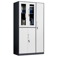 Armoire de rangement en acier verrouillable à plusieurs compartiments, armoire à dossiers métallique à 5 portes avec portes en verre et casiers pour bureau, école, salle de sport
