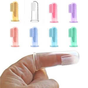 Grosir BPA gratis sikat gigi silikon jari bayi dapat digunakan kembali bersih rongga mulut silikon cair sikat jari anak-anak - Product Image 2