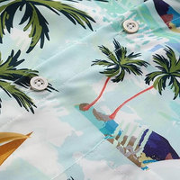 Kemeja pantai pria, kaus cetak Hawai motif bunga kustom pria, kancing sublimat bernapas anti-keriput kasual pantai ramah lingkungan cepat musim panas