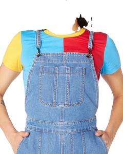 จั๊มสูทเดนิมผู้หญิงลายเพ้นท์คลาสสิก สวมใส่ได้ทั้งแบบลำลองและหรูหรา ทันสมัยและสวมใส่สบาย ดีไซน์แบบเอี๊ยมไร้ขอบ ใส่สบาย - Product Image 5