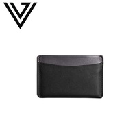 Dompet tempat kartu kulit uniseks, mewah ramping pemblokir RFID warna ganda bergaya desain terbuka untuk pria wanita tahan lama panjang pendek