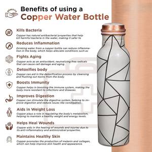 Bouteille de bien-être en cuivre pour un usage quotidien, bouteilles en cuivre anti-fuite Meenakari, 950 ml, cuivre pur - Product Image 6
