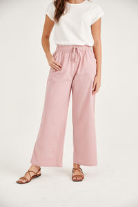 Pantalon d'été en coton et lin pour femmes de haute qualité grande taille jambe large ample taille haute glisser droit plat devant - Product Image 3