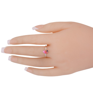 แหวนทองเหลืองชุบเงินที่งดงามประดับด้วยพลอยสีเทอร์ควอยซ์ทองแดงหอยนางรมสีชมพูธรรมชาติสำหรับงานปาร์ตี้ - Product Image 3