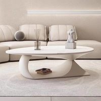 Table basse ronde en bois massif et plateau en roche, style moderne, idéale pour petit appartement