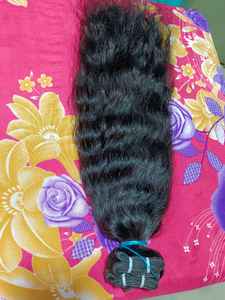 Extensiones de cabello Remy indio negro a granel, ONDA DE AGUA recta sedosa, onda profunda, onda suelta, doble trama, cutícula alineada - Product Image 5