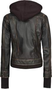 Women's Removable Hood <b>Leather</b> <b>Jacket</b> Genuine Lambskin by Expert Manufacturers and Global Suppliers Comfortable Outerwear - Product Image 4