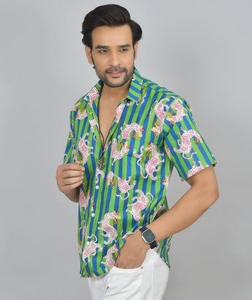 <b>Hand</b> Block Print Men's Cotton Shirt, Summer Cotton Shirt with Pocket,summerwear Cotton Shirt,summer Casual Shirt,Lounge Shirt, - Product Image 5