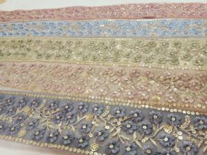 Dentelles brodées à la machine sur mesure dans divers designs et dans des couleurs pastel claires et 3 options de couleur pour robes de mariée - Product Image 6