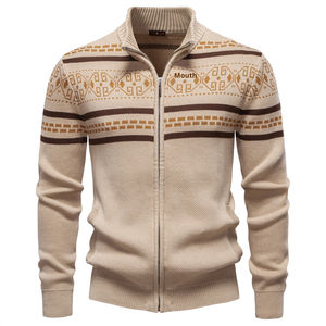 Suéter Cárdigan de Punto para Hombre, Otoño/Invierno 2025, Nuevo, Comercio Exterior, Talla Europea, Transfronterizo, Sólido, Antibolitas, 100% - Product Image 3