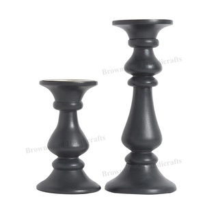 Lot de 2 bougeoirs en bois faits à la main au design unique pour la décoration de bougies d'intérieur d'Inde disponibles au prix de gros - Product Image 4