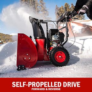 Souffleuse à neige à essence de 24 pouces avec moteur de 212 cm³, démarrage électrique et 6 vitesses avant/2 vitesses arrière, souffleuse à neige autotractée à deux étages - Product Image 2