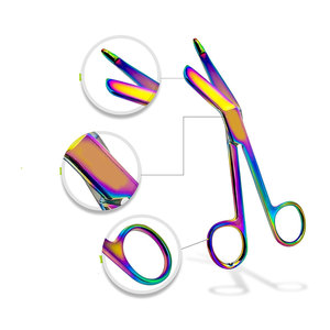 Ensemble de ciseaux hémostatiques en acier inoxydable revêtu de titane multicolores, instruments chirurgicaux manuels certifiés MOL, utilisation en chirurgie générale - Product Image 4