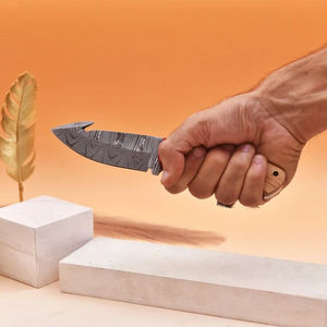 Couteau de chasse et de camping artisanal en acier inoxydable |   Couteau à lame fixe personnalisé avec manche en bois et étui en cuir OEM - Product Image 3