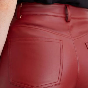 Pantalon en cuir taille haute à jambes larges pour femmes Style Streetwear avec poches décontracté Long Design personnalisé OEM dames pantalon approvisionnement - Product Image 6