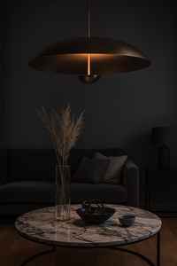 Lustre en laiton de style moderne du milieu du siècle, luminaire suspendu fait à la main, abat-jour en forme de dôme, lustre italien, luminaires Sputnik Stilnovo - Product Image 3