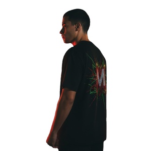 Custom Design <b>Rhinestone</b> T Shirt Streetwear Hip Hop Bling Diamond Graphic Tee Heavyweight 240gsm Cotton Mens Tshirt <b>Tops</b> - Product Image 3