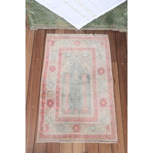 พรมวินเทจ พรมขนาดเล็ก 1.9x3 ฟุต พรมลายเรขาคณิตสีเขียว - Product Image 1