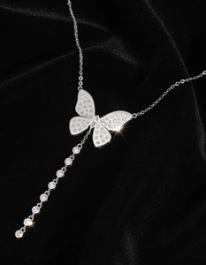 Gargantilla de cadena delicada de Plata de Ley 925, joyería fina para mujer, colgante de mariposa con VVS Moissanite, regalo para ella - Product Image 2