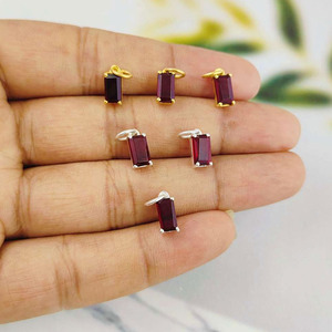 Grenat Quartz Plaqué Or Argent Sterling Petite Baguette 8x4mm Prong Set Trendy Pendant Jewelry Making Gifts Featuring Turquoise - Product Image 4