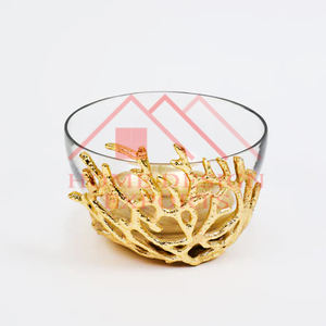 Petit bol en verre avec supports en métal pour la décoration de la maison/Mini bol en verre avec supports en métal/nouveau bol en verre de crème glacée - Product Image 1