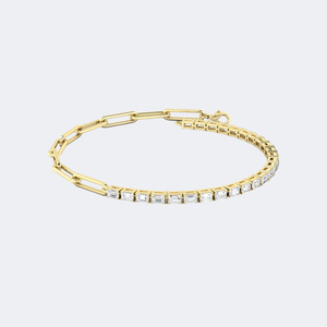 Pulsera de Diamantes con Corte Esmeralda de 2.60CTW, Diamantes Cultivados en Laboratorio, Color D E F, Claridad VVS VS, Oro Blanco, Oro Rosa, Joyería para Mujer - Product Image 1