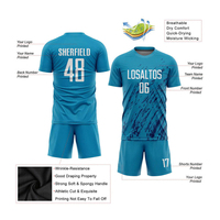 Seragam Jersey sepak bola sublimasi kustom: pakaian tim desain macan tutul biru & hitam yang dipersonalisasi