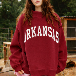 Women Oversized <b>Stand</b> Collar Printed Sweatshirt Winter Casual Street Fashion Soft Fabric Loose Fit Pullover - Product Image 6