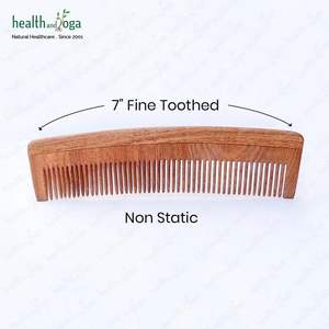 HealthAndYoga PureTress Premium Neem Wood Peine de dientes finos Peine de neem sólido hecho a mano de gran tamaño ecológico a bajo precio - Product Image 3