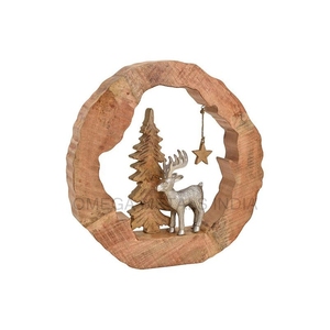 Ornement décoratif de Noël en bois de manguier unique, arbre de Noël et figurine de renne en métal pour décoration de Noël intérieure - Product Image 3