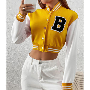 Femmes 2024 automne hiver varsité veste culture Fitness Bomber avec lettre Patchwork broderie longue XL Streetwear - Product Image 5