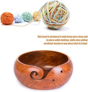 Tazón de hilo de madera grande y elegante hecho a mano con agujeros tallados para tejer almacenamiento/ganchillo REGALO EXCLUSIVO para tejedores artesanos - Product Image 2