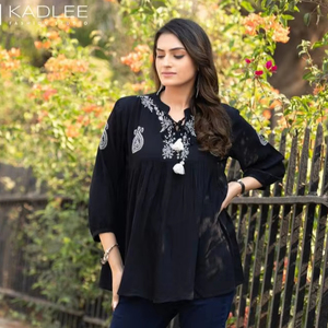 Collection exclusive de hauts de travail en fil de rayonne de cristal froissé Catalogue complet pour vêtements décontractés et de fête - Product Image 1