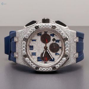 Stylish Hip Hop Statement <b>Wristwatch</b> Iced Out Chronograph Watch Lab Grown Diamond Watch - Product Image 1