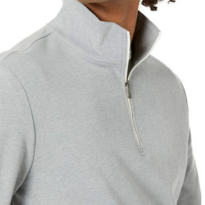 Haute qualité quart Zip pull sweats hommes coton mélangé Logo personnalisé poids lourd coton polaire demi fermeture éclair sweat - Product Image 6