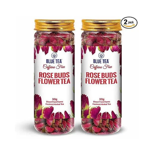 Teh Rose Buds-2.11 Oz (paket 2) | Kuncup kering matahari alami, teh Herbal bebas kafein, kaya dalam vit-c | Pe Kelas makanan daur ulang