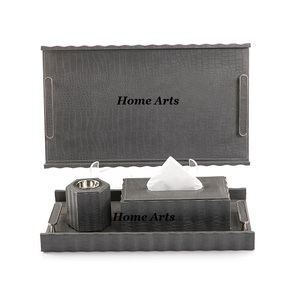 Brûleur d'encens en cuir fait à la main Bakhoor Design admirable Forme personnalisée Mabkhar avec plateau et boîte à mouchoirs - Product Image 1